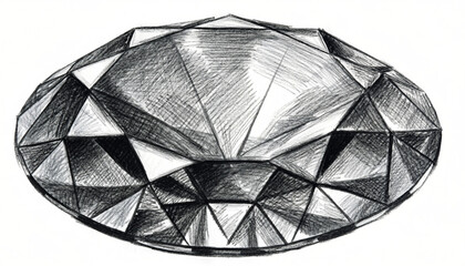 Gleaming Faceted Diamond on White Background.