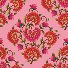 Abstract seamless color full paisley flower leaf bunch pattern