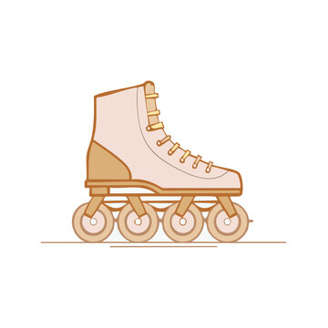 Isolated retro roller skate illustration featuring a classic design and four wheels for sports or recreational activity