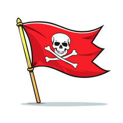 Pirate Flag Jolly Roger with Skull and Crossbones Cartoon Illustration Isolated