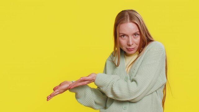 Woman raising hands asking what why reason of failure, demonstrating disbelief irritation by troubles trendy social media meme anti lifehacks ridicules people who complicate simple tasks for no reason