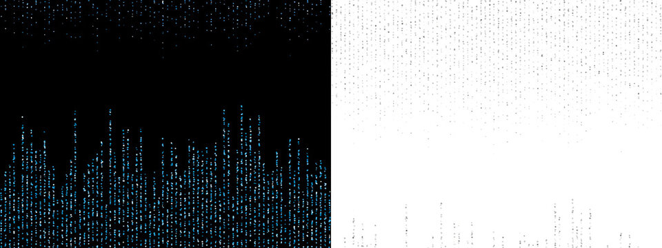 Digital Data Rain Background on Black and White