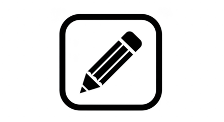 Black pencil icon in a rounded square isolated on transparent background symbol