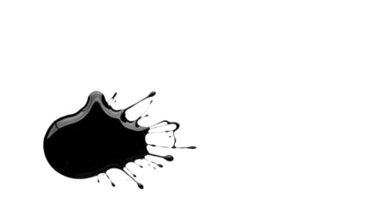 Black ink splash or blot isolated on transparent background