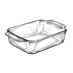 A clear glass baking dish with a lid and handles is depicted against a white background. This kitchenware is ideal for cooking and baking.