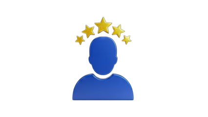 Customer Rating Icon with Stars on White Background
