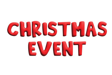 Christmas event text design. Bold red festive lettering with playful style. Perfect for holiday posters, party banners, and promotions.