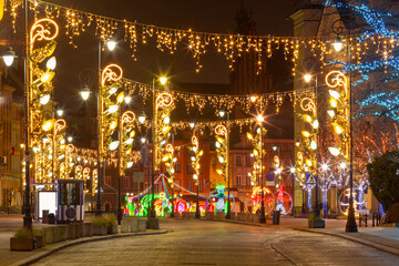 Krakowskie Przedmiescie in Warsaw Poland at Christmas