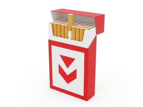 Open cigarette pack with red symbol