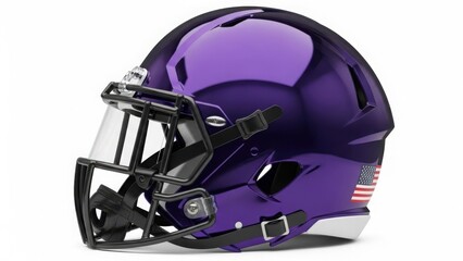 Fototapeta premium Purple football helmet with facemask and american flag decal