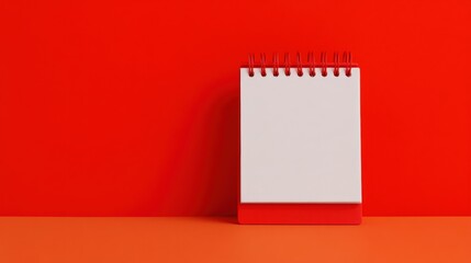 Wedding ceremony planning, A blank spiral notebook sits against a vibrant red background, emphasizing simplicity and creativity.