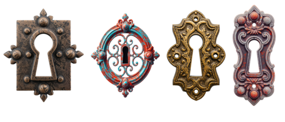 Antique vintage keyhole isolated on transparent background