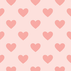Valentine flat background texture, repeating heart pattern, seamless vector
