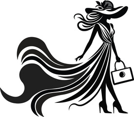 Luxury Female Fashion Logo Mono Line Illustration
