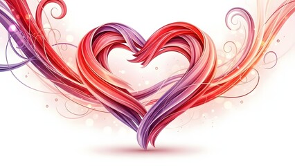 A beautiful abstract illustration of a heart formed by colorful flowing lines and ribbons