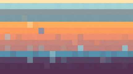 Pixelated sunset over the horizon with muted colors