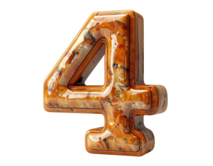 Realistic rendering of a glossy, marble-textured number four