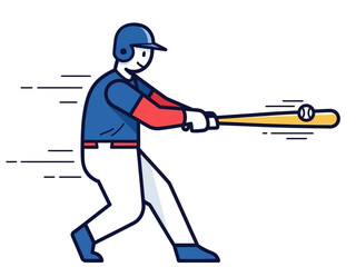 Obraz premium Baseball player swinging bat with intense motion and focus in a dynamic illustration