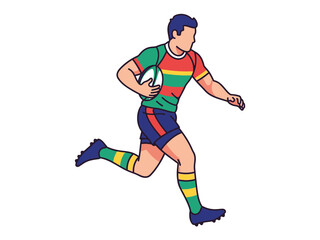 Obraz premium Man running with rugby ball in a dynamic illustration