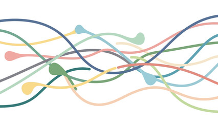 Colorful abstract wavy lines on white background for modern design