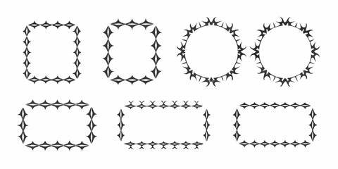 Obraz premium Black decorative frames with thorn like edges arranged in multiple rows