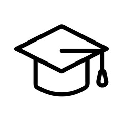 Black and white icon of graduation cap with tassel, symbolizing education and academic achievement