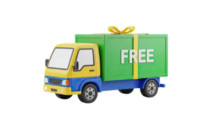 Cartoon delivery truck with "FREE" gift box