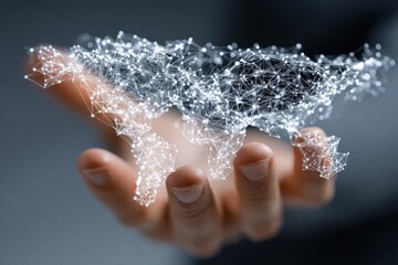 Human hand holding digital globe network connection, showing customer satisfaction and long-term relationship building