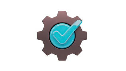 Gear with Blue Checkmark