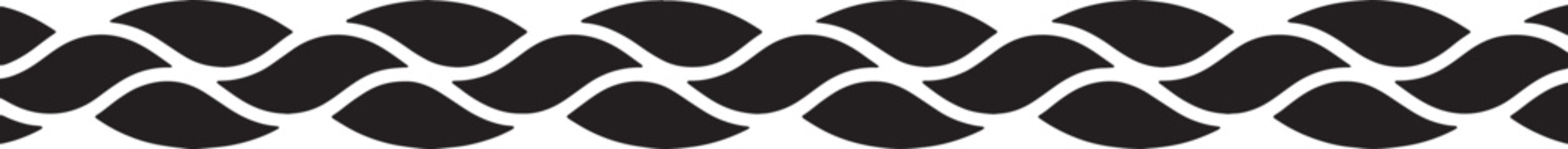 Twist Rope Border Design, Decorative Vector Frame, Black and White Ornament