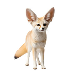 Cute fennec fox looking forward isolated on transparent base