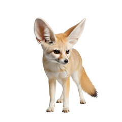Fennec fox standing on transparent background in studio shot
