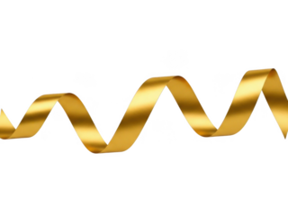 Golden wavy ribbon isolated on transparent background