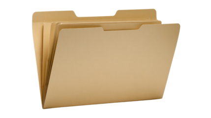 Group of plain tan manila file folders standing, symbolizing organization, office work, data, archives, business, and information