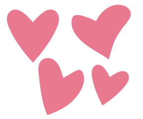 Pink hand drawn heart shapes