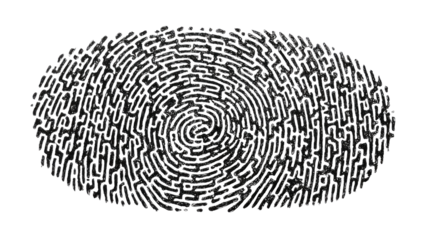 Identity security or personal data protection using biometric fingerprint technology on transparent background