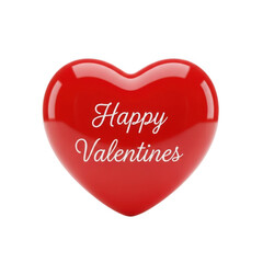 Red heart happy valentines isolated on transparent background