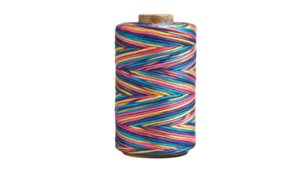 Colorful thread spool creating vibrant patterns, showing craft and textile hobbies, with transparent background