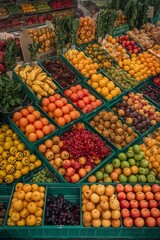 Nutrient-Rich Fruits and Vegetables in a Well-Organized Grocery Store Setup