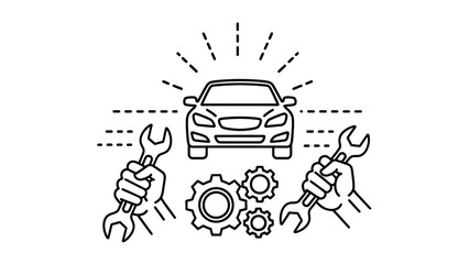 Automobile Repair and Maintenance Service Vector Icon, Representing Mechanical Engineering and Vehicle Servicing