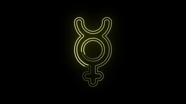 Glowing neon line Non-Binary symbol with subtle animation. Non-Binary icon animation HD video isolated on black background.