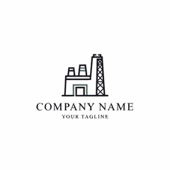 Fototapeta premium Industrial Factory Building with Chimneys and Tower Logo.