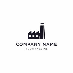 Fototapeta premium Modern Factory Building Icon with Chimney and Windows.