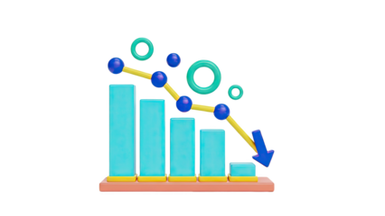 3D Bar Chart Illustrating Financial Decline