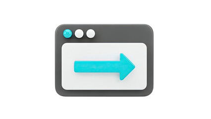 3D UI Icon: Forward Arrow in Browser Window