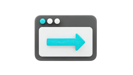 3D UI Icon: Forward Arrow in Browser Window