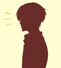 気付く男性　シルエット