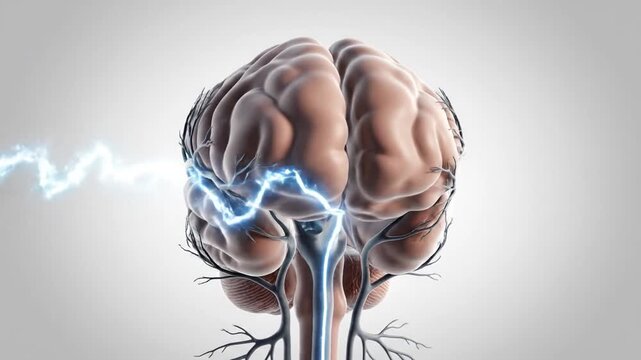 Brainstem Reflex Circuit Animation on Clean White Anatomical Background Featuring Blue Electrical Impulses Medical