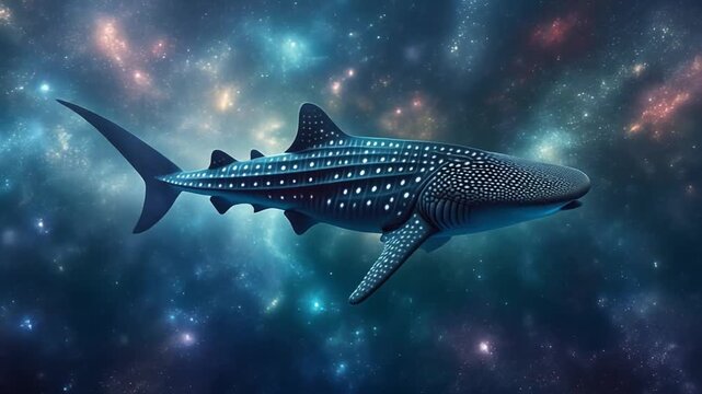 Celestial Whale Shark Drifting in a Cosmic Nebula