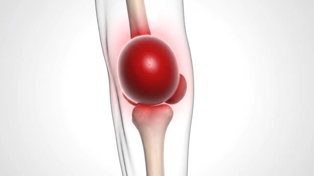 Elbow Bursitis Visualization Anatomical Illustration with Bone Structure and Fluid Sac on White Background for Medical